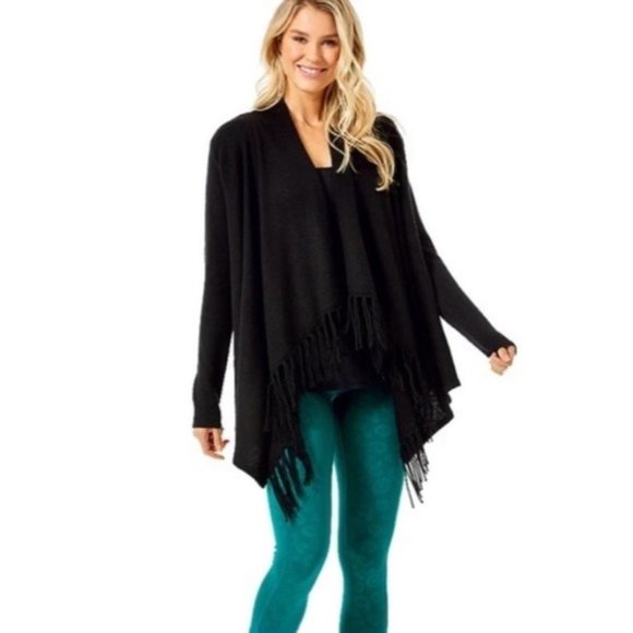 Lilly Pulitzer Sweaters - Lilly Pulitzer Varick Fringe Trim Black Cardigan